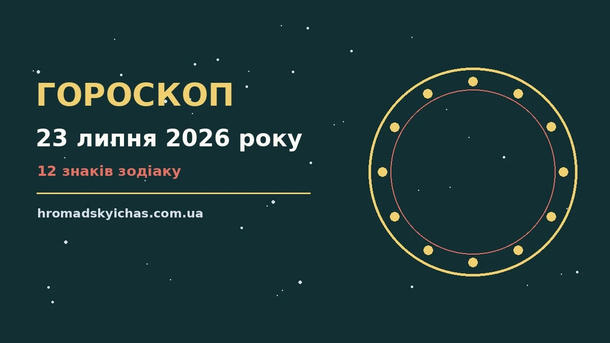 Щоденний гороскоп на 23 липня 2026 року — символічне зображення зодіакального кола на тлі ранкового неба