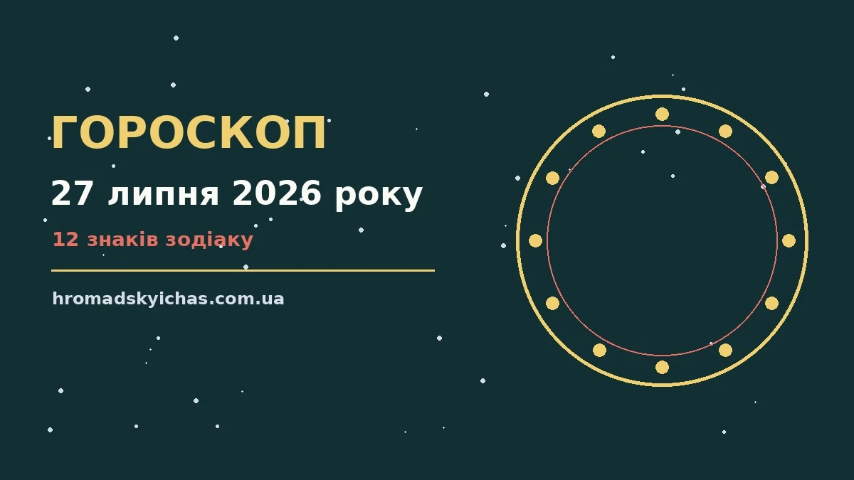 Зоряне небо над міською вулицею ввечері понеділка, символ гороскопу на 27 липня 2026 року