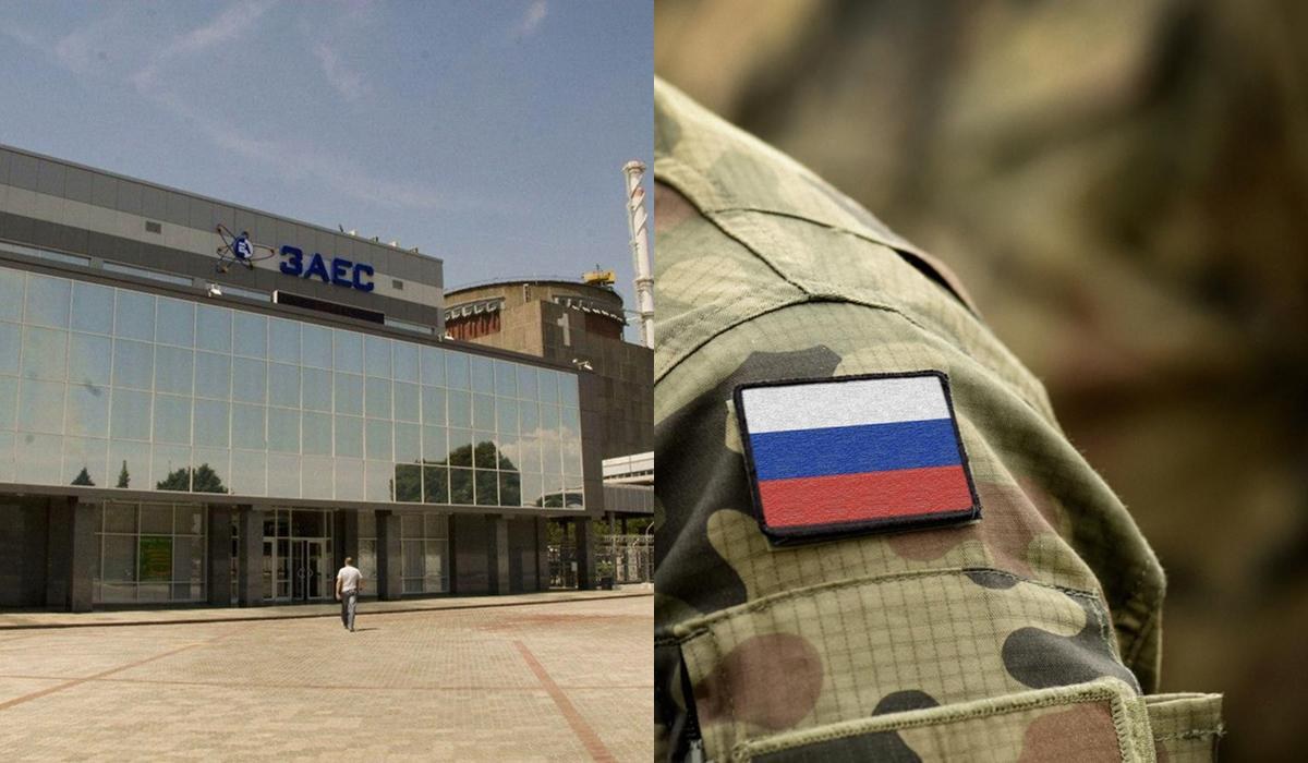 Запорізька атомна електростанція з військовою технікою та кулеметними гніздами на дахах реакторних відділень