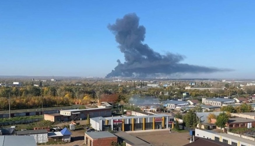 Пожежа у російському Салаваті вранці 14 липня (фото: Російська служба BBC/Telegram)