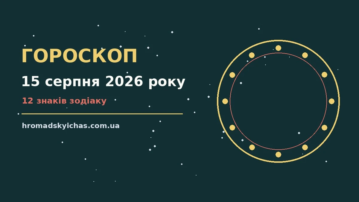 Зоряна карта суботи 15 серпня 2026 року на тлі вечірнього неба
