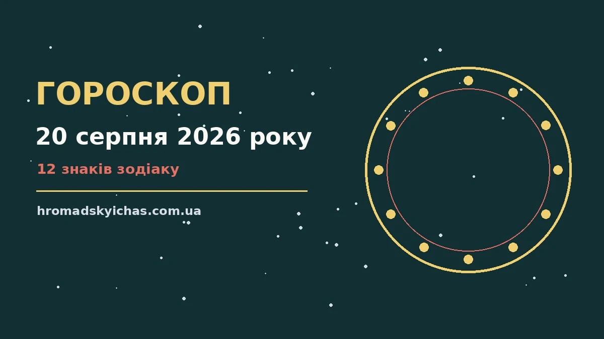 Зоряне небо над міським краєвидом увечері 20 серпня, символ щоденного гороскопу