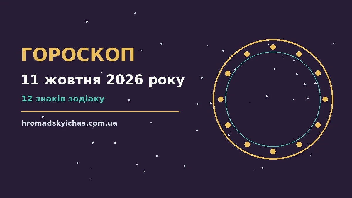 Зіркова ілюстрація до гороскопу на 11 жовтня 2026 року з м'яким золотаво-блакитним сяйвом і знаками зодіаку